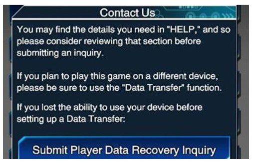 Read through and tap on the submit player data recovery inquiry