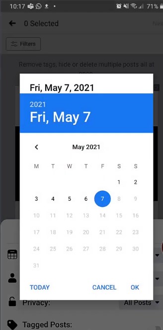 A calendar will appear where you can choose the day