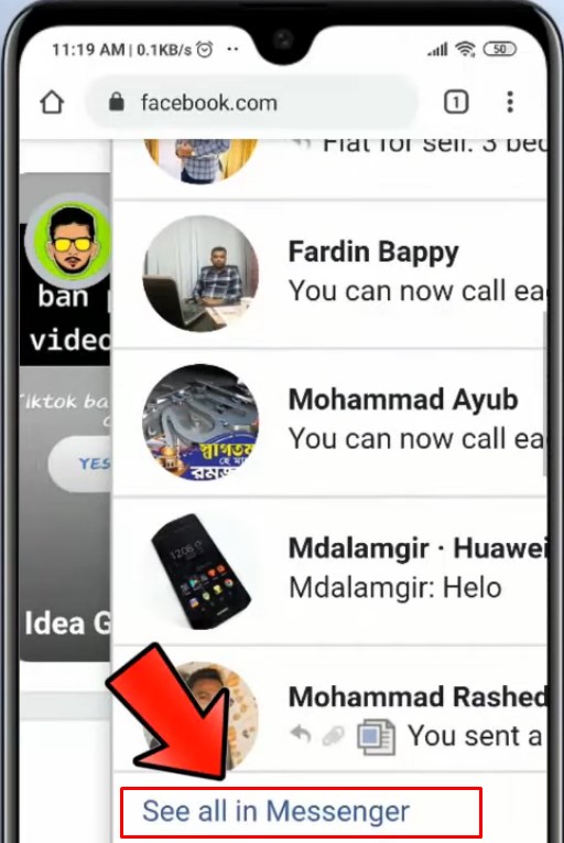 Click on it and then click on see all in Messenger