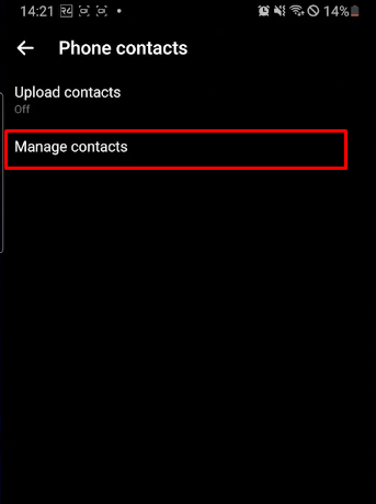 Press on the “Manage Contacts” option