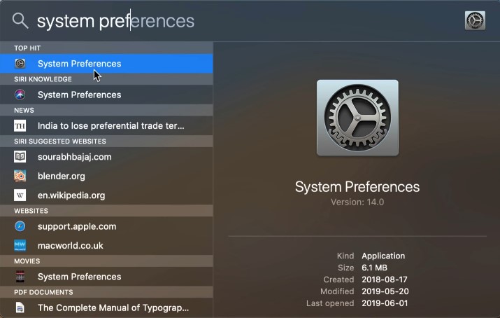 System preferences