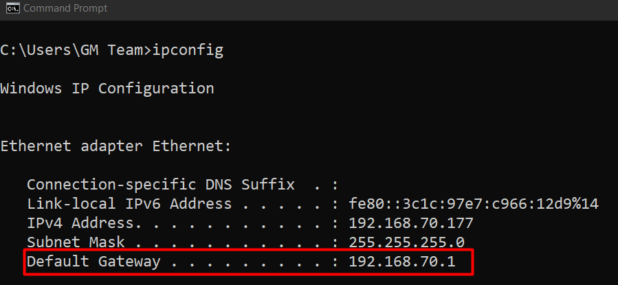 Default Gateway