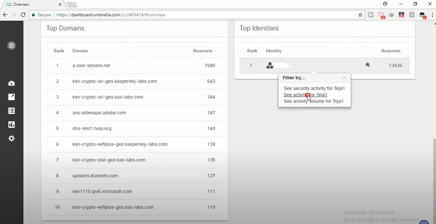 Go back to the Cisco umbrella dashboard