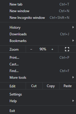 settings option chrome