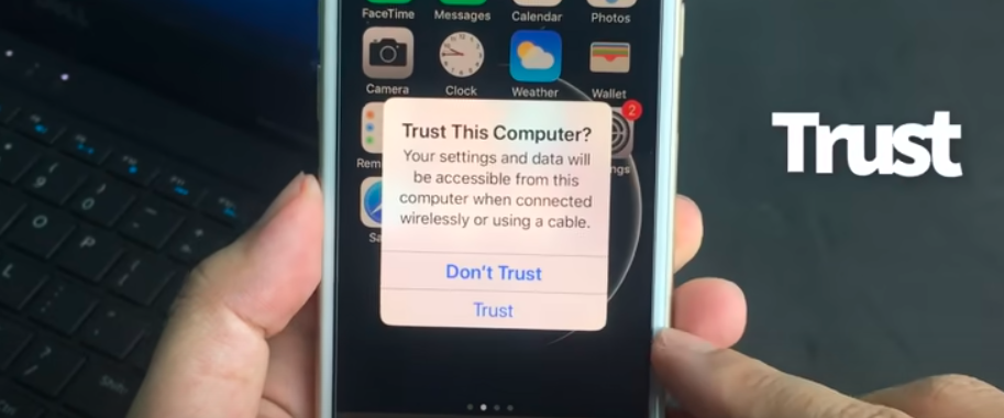 tap on Trust on the Apple device