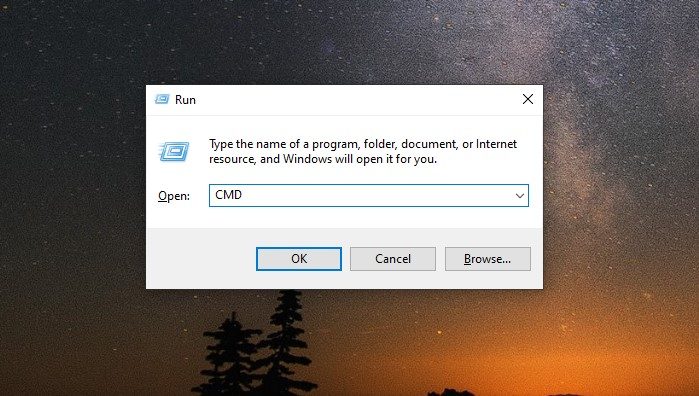type CMD and press the Enter button