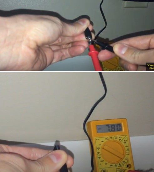 check the power adapter using a multimeter