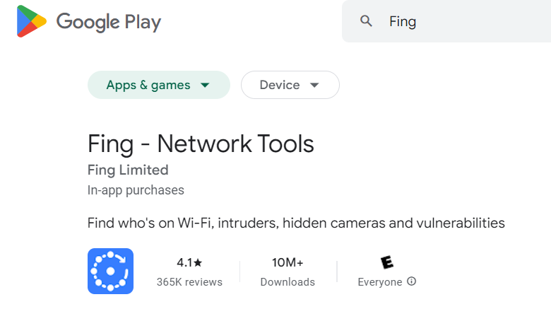 download Fing app on playstore
