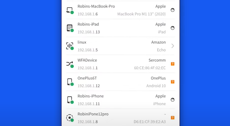 list of device name